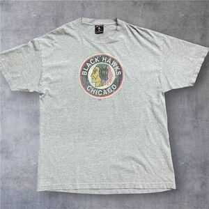Antigua Vintage Y2K NHL Chicago Blackhawks Hockey Grey T-Shirt Men's Size XL